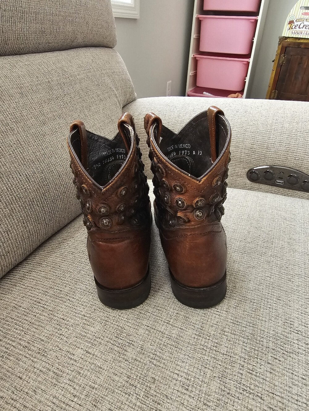 Frye Wyatt Disc Leather Boots Size 7.5 - Picture 8 of 11